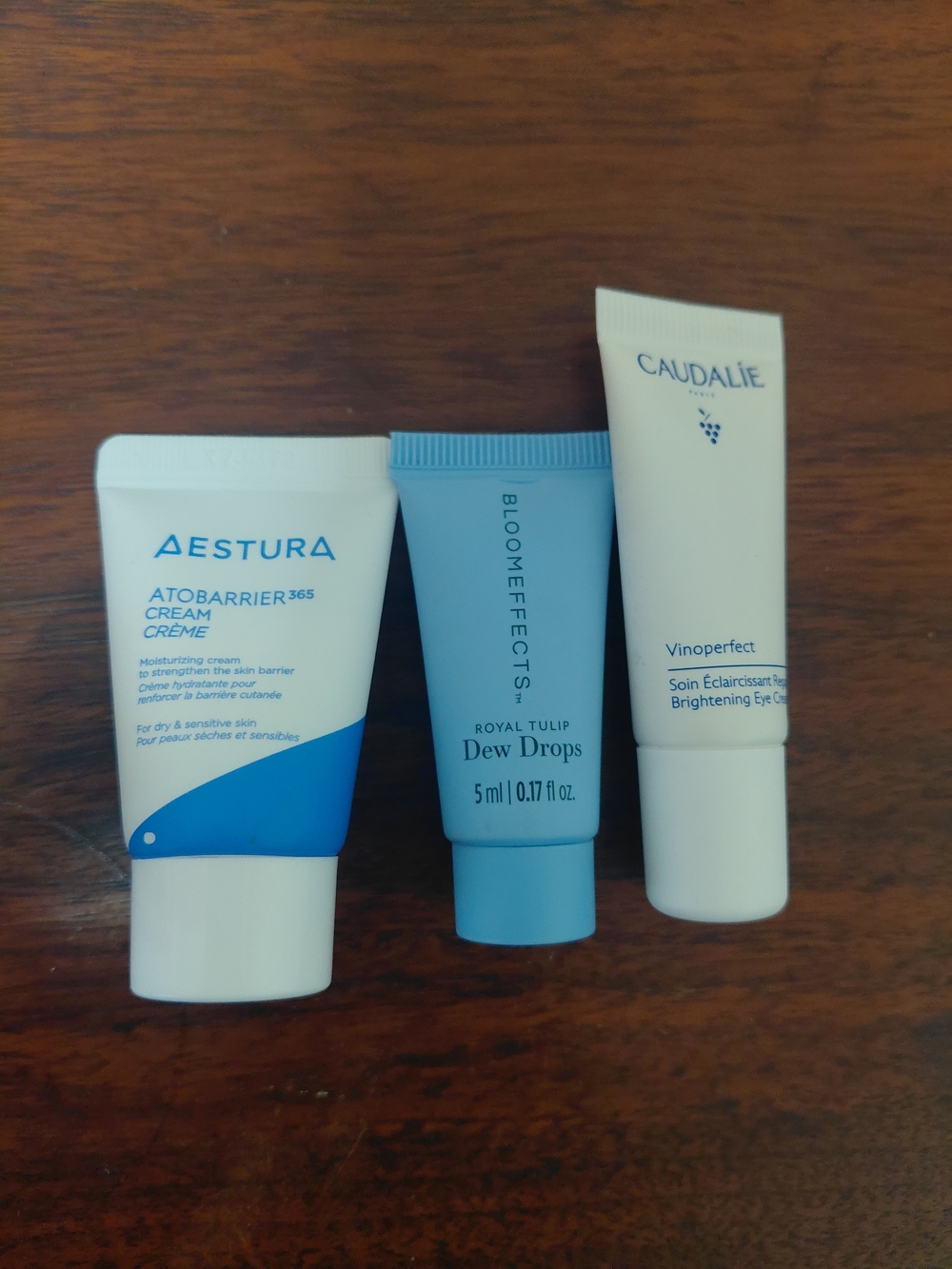 SKINCARE TRIO Caudalie Brightening EyeCream, AESTURA Cream, &BLOOMEFFECTS drops